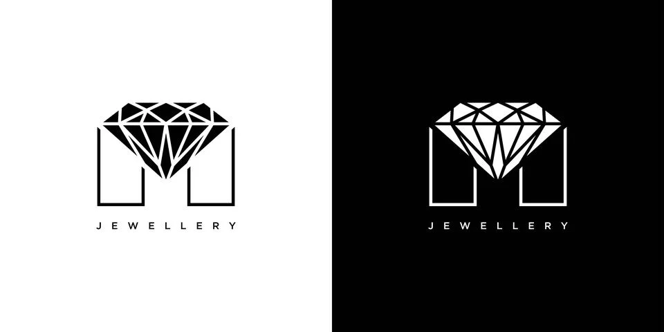 Diamond logo design with initial M modern and luxurious Stock Illustration