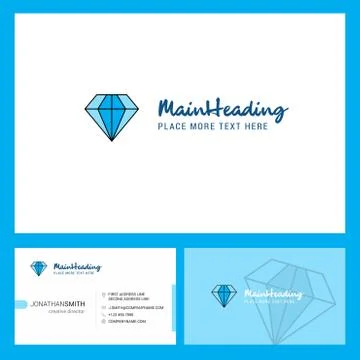 Diamond  Logo design with Tagline &amp; Front and Back Busienss Card Template. Ve Stock Illustration