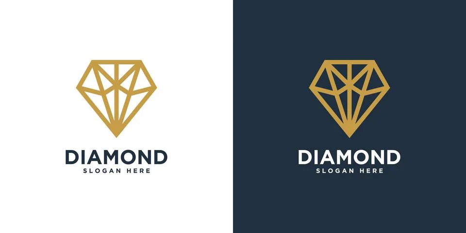 Diamond logo vector designs mono line Stock Illustration
