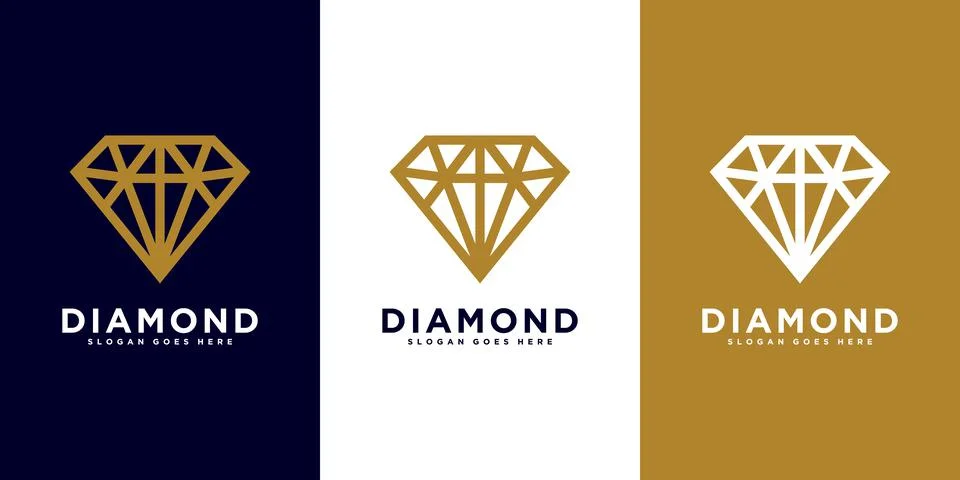 Diamond logo vector designs mono line Stock Illustration