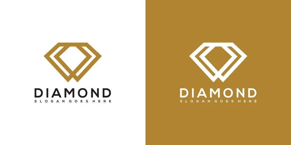Diamond logo vector designs mono line Stock Illustration