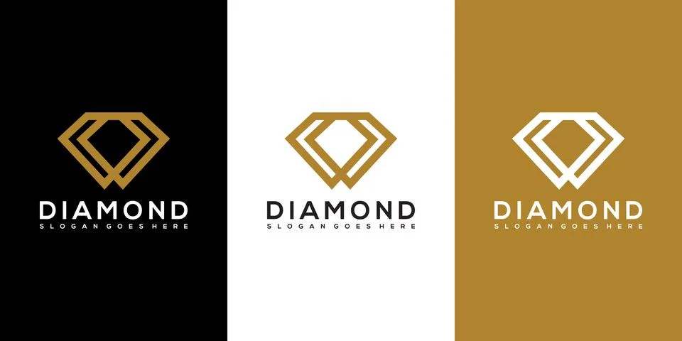 Diamond logo vector designs mono line Stock Illustration