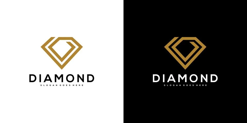 Diamond logo vector designs mono line Stock Illustration