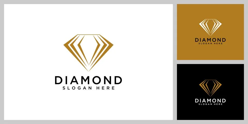 Diamond logo vector designs mono line Stock Illustration