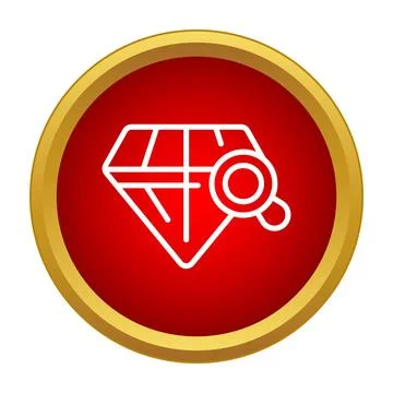 Diamond with magnifying glass checking quality icon Stock Illustration