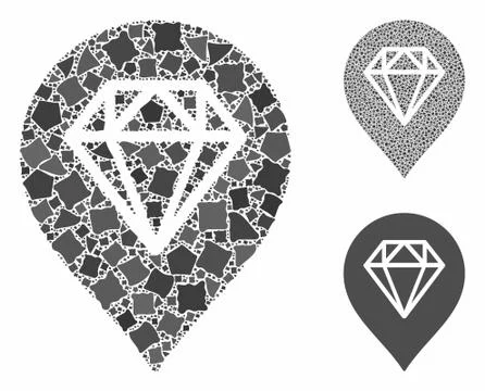 Diamond map marker Composition Icon of Humpy Parts Illustrazione stock