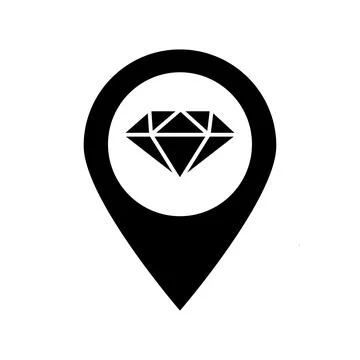 Diamond map pin jewelry vector pointer Stock Illustration