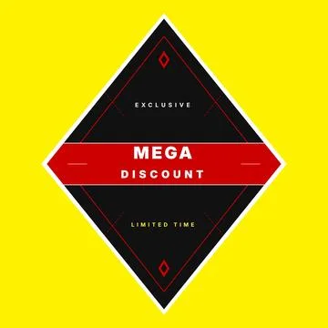 Diamond Mega Discount Badge Premium Luxury High Value Vector Stock Illustration