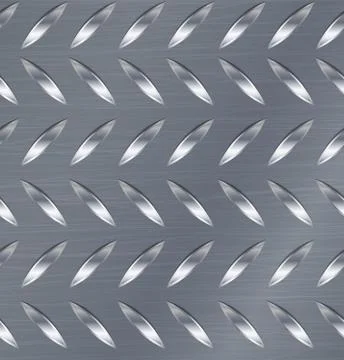 Diamond Metal Plate Seamless Vector Pattern. Corrugated Aluminum Sheet. Metal Stock Illustration