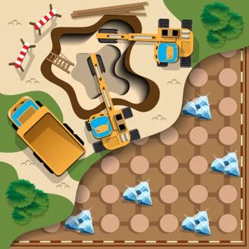 Diamond mining. Stock Illustration