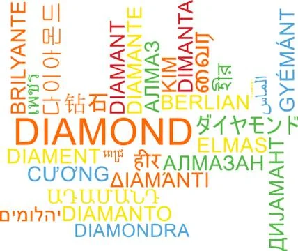 Diamond multilanguage wordcloud background concept Stock Illustration