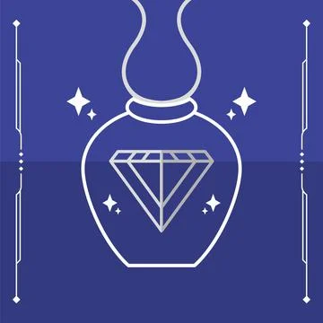 Diamond on ornate jar. Vector Stock Illustration