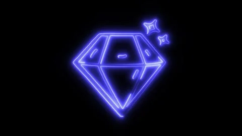 Diamond Outline Icon in HD Video Neon Animation Stock-Footage 304552444