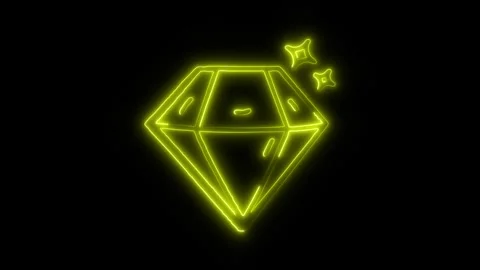 Diamond Outline Icon in HD Video Neon Animation Stock-Footage 304552445