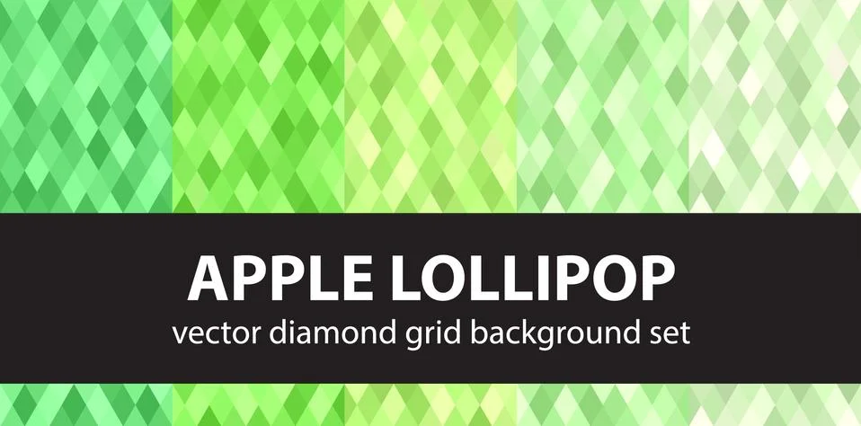 Diamond pattern set "Apple Lollipop". Vector seamless geometric backgrounds Stock Illustration
