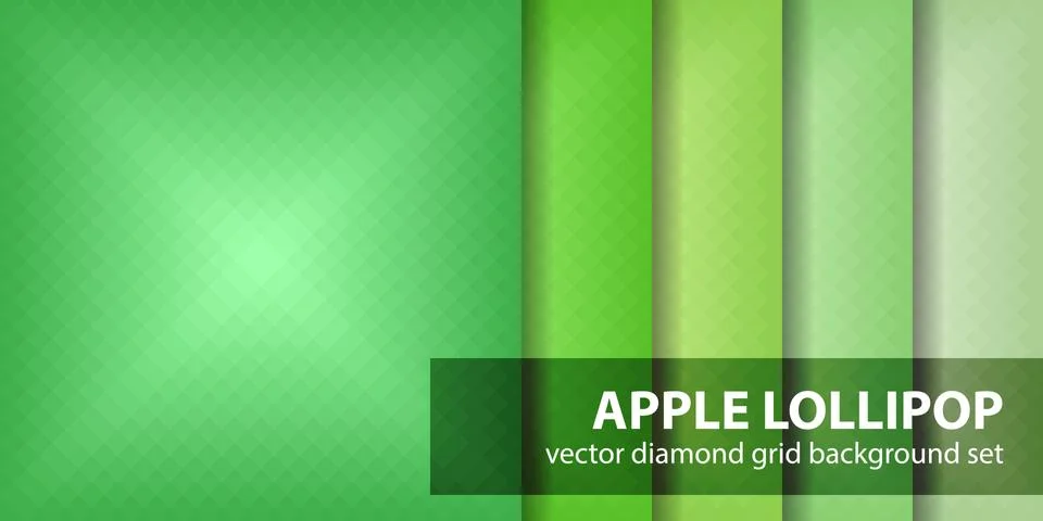 Diamond pattern set "Apple Lollipop". Vector seamless geometric backgrounds Stock Illustration
