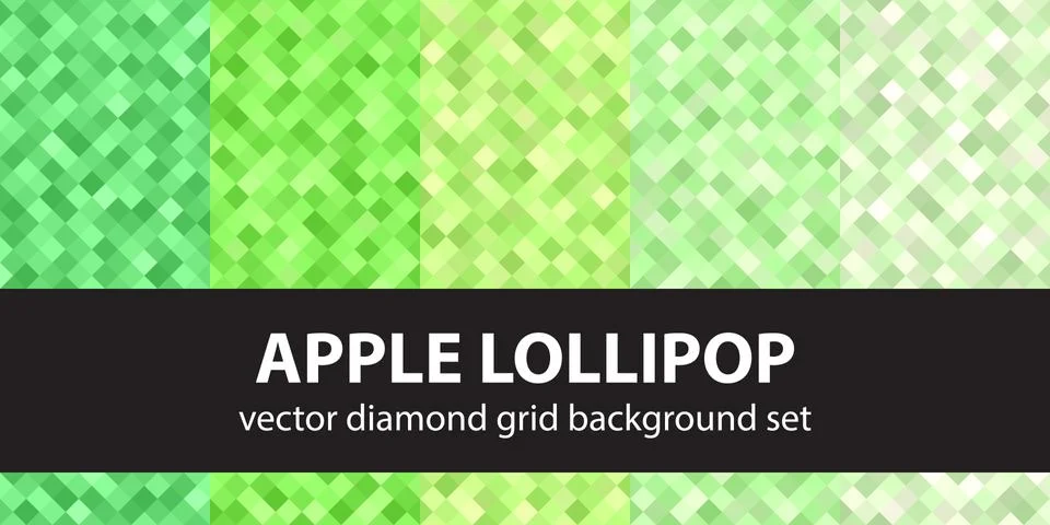 Diamond pattern set "Apple Lollipop". Vector seamless geometric backgrounds Stock Illustration