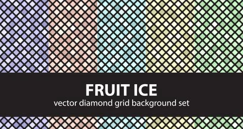 Diamond pattern set "Fruit Ice". Vector seamless geometric backgrounds Stock Illustration