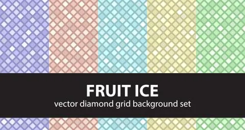 Diamond pattern set "Fruit Ice". Vector seamless geometric backgrounds Stock Illustration