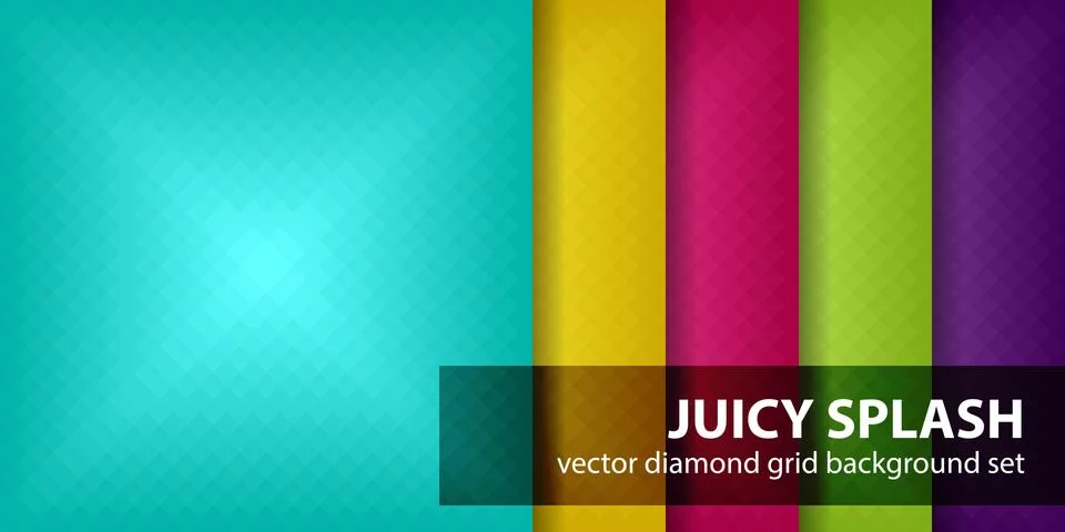 Diamond pattern set "Juicy Splash". Vector seamless geometric backgrounds Illustrazione stock