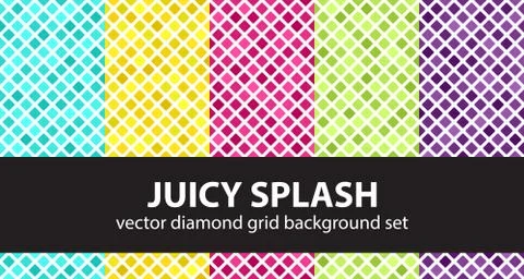 Diamond pattern set "Juicy Splash". Vector seamless backgrounds Stock Illustration