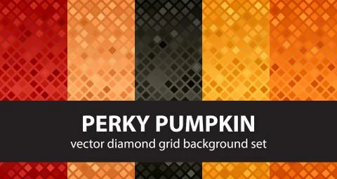Diamond pattern set Perky Pumpkin. Vector seamless geometric backgrounds Stock Illustration