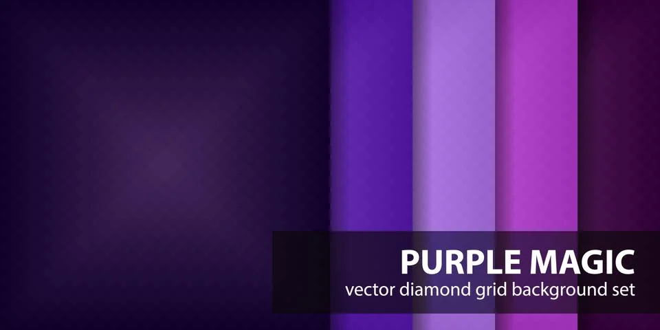 Diamond pattern set Purple Magic. Vector seamless geometric backgrounds Stock Illustration