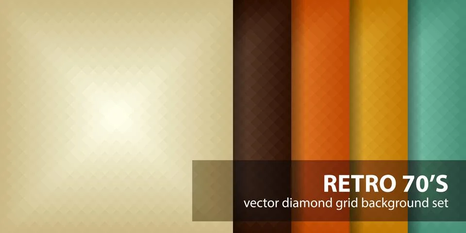 Diamond pattern set "Retro 70's". Vector seamless geometric backgrounds Stock Illustration