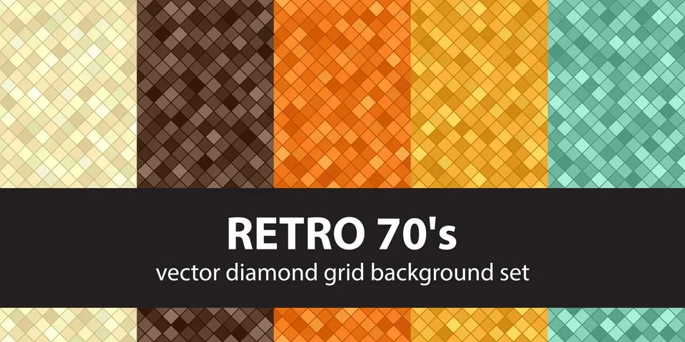 Diamond pattern set "Retro 70's". Vector seamless geometric backgrounds Stock Illustration