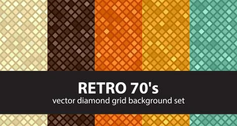 Diamond pattern set "Retro 70's". Vector seamless geometric backgrounds Stock Illustration