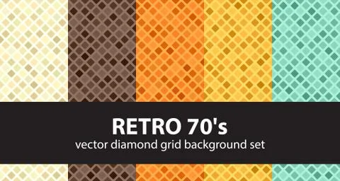 Diamond pattern set "Retro 70's". Vector seamless geometric backgrounds Stock Illustration
