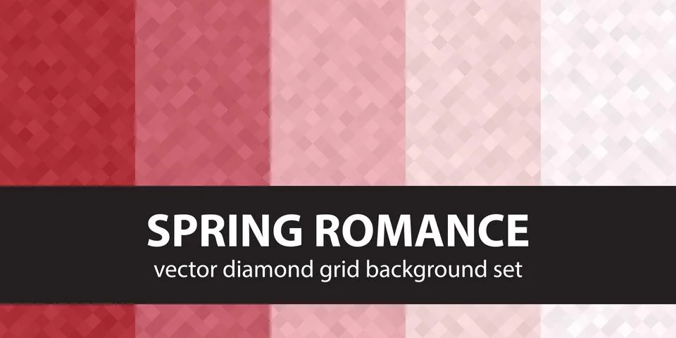 Diamond pattern set Spring Romance. Vector seamless geometric backgrounds Stock Illustration