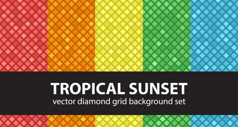 Diamond pattern set "Tropical Sunset". Vector seamless backgrounds Stock Illustration