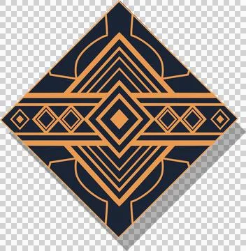 Diamond pattern is showing nested diamonds with orange lines, flat design on Stock Illustration