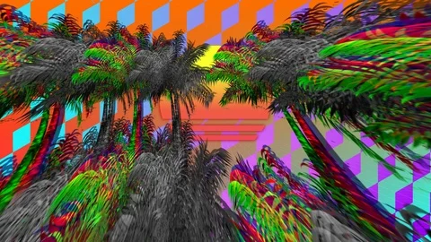 Diamond patterns and palm trees Stockbeeldmateriaal 109172668