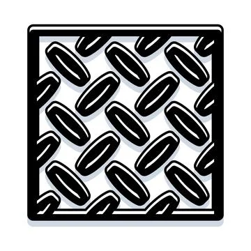 Diamond plate metal tread pattern icon Illustrazione stock