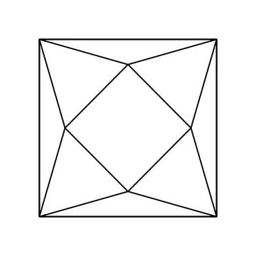 Diamond in Princess cut shape. Design thin diagram. Brilliant Princess square Stock Illustration