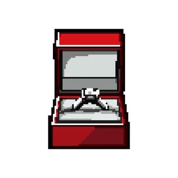 Diamond proposal ring box pixel art vector illustration Stock Illustration