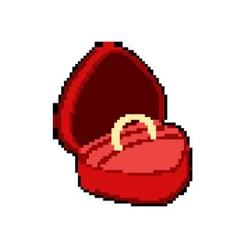 Diamond proposal ring box pixel art vector illustration Stock Illustration