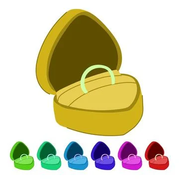 Diamond proposal ring box vector cartoon graphic Stock Illustration