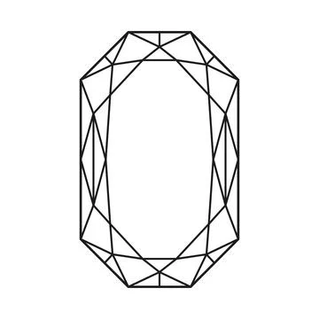 Diamond Radiant cut shape. Design diagram. Brilliant Phoenix Radiant cut pattern Illustrazione stock