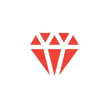 Diamond Red Icon On White Background. Red Flat Style Vector Illustration Stock Illustration