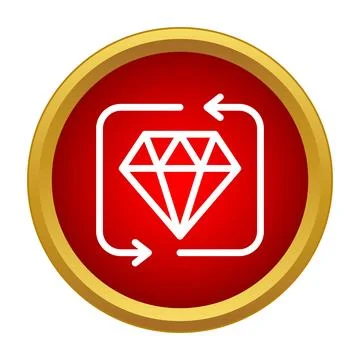 Diamond refresh icon on a red gold button Stock Illustration