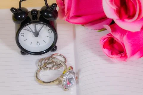 Diamond Ring and Time Make Stock Photos