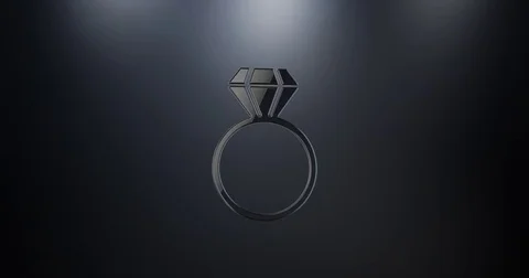 Diamond Ring Black 3d Icon Stock Footage 71846681