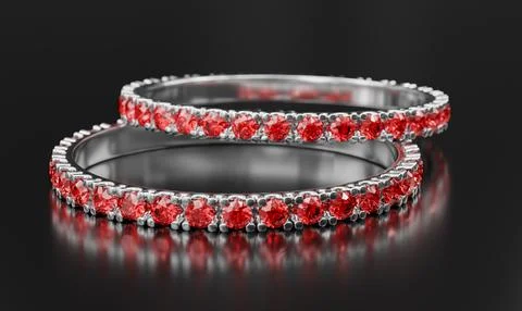 Diamond ring on black background. 3d render Stock Photos