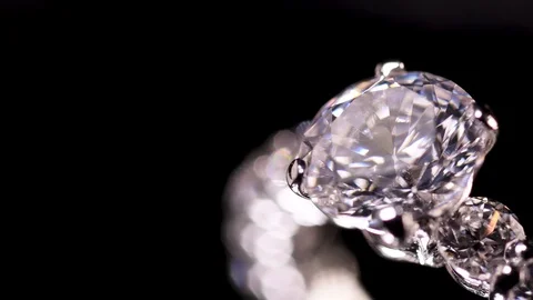 Diamond ring on black background Stock Footage 95410779