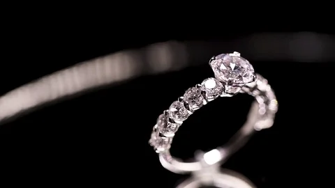 Diamond ring on black background Stock Footage 95411694