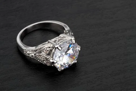 Diamond Ring in black background Stock Photos