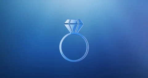 Diamond Ring Blue 3d Icon Stock Footage 71846096